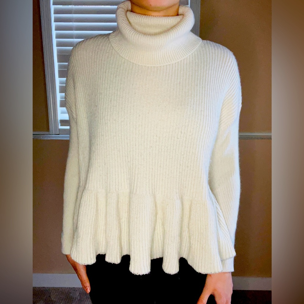 Ophelia Roe White Turtleneck Sweater.